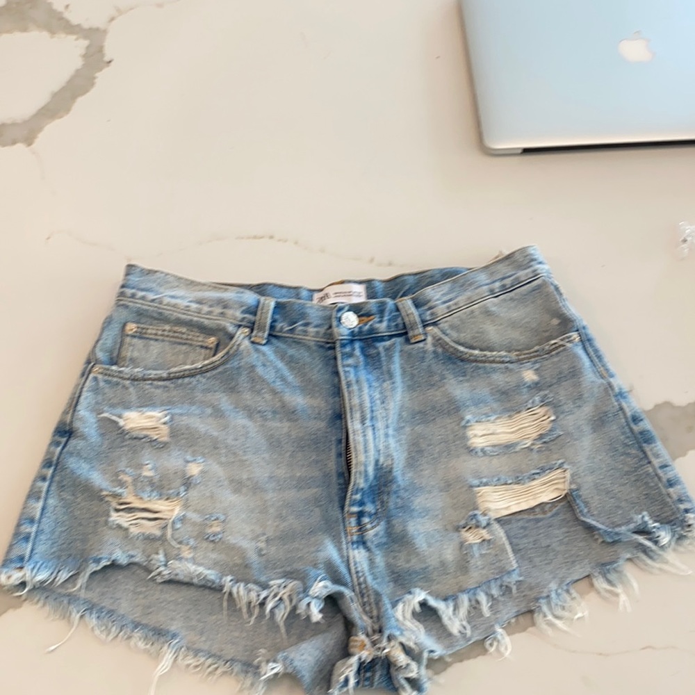 Zara distressed denim shorts